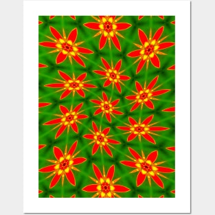 Red Blossom Pattern Posters and Art